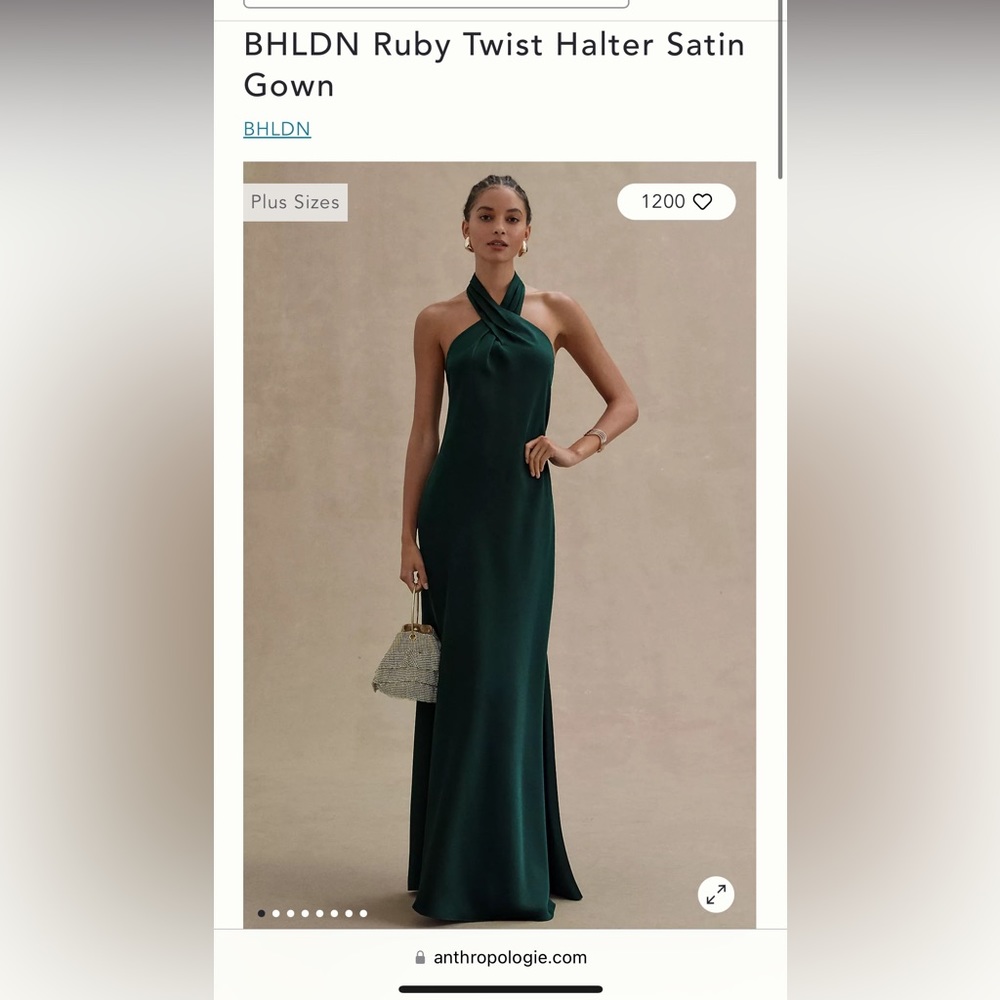 BHLDN Ruby Twist Halter Satin Gown from Anthropology